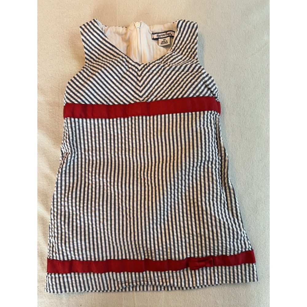 HARTSTRINGS GIRLS SUNDRESS, 3T LINED, SLEEVELESS, STRIPED, V NECKLINE, BACKZIP